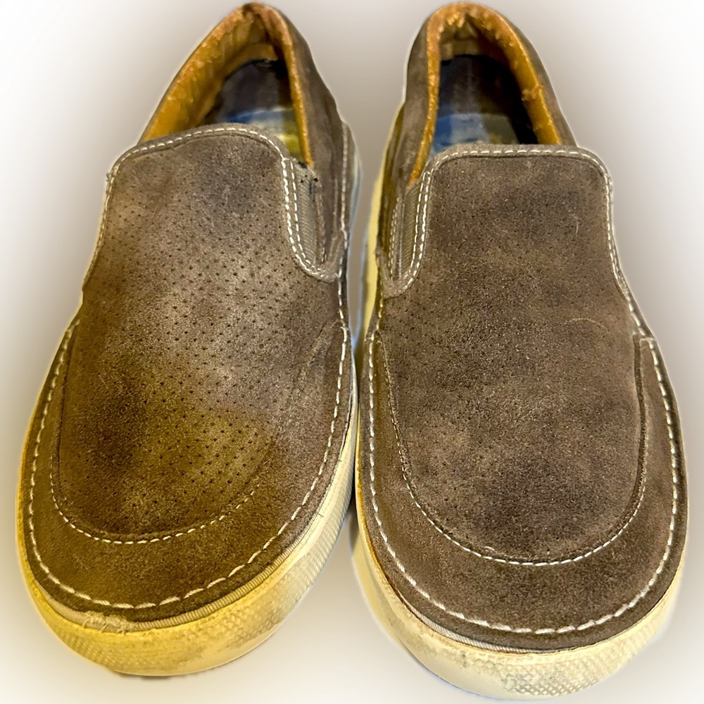 VTG SPERRY TAN SUEDE LEATHER SLIP ON LOAFER BOAT SHOE SZ 10.5 0456761 A8-CH229